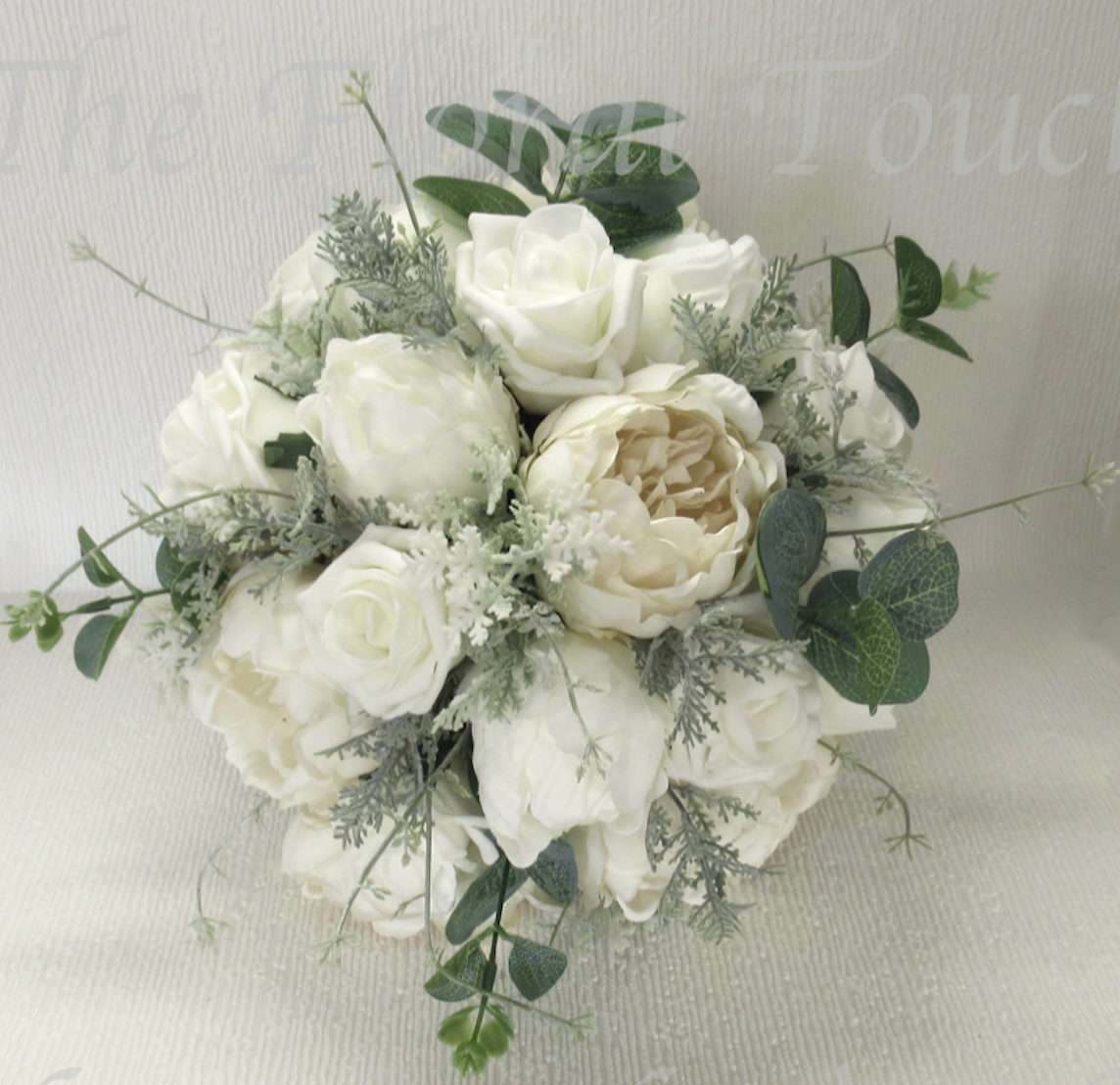 Rose & peony brides bouquet, silk wedding flowers, Ivory Peony & Rose Bridal Bouquet